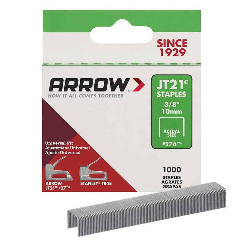Arrow Fastener Arrow 276 JT21 3/8-Inch / 10mm Staples, 1000 Staples, Pack of 3 - Image 1